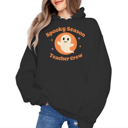 Halloween Teacher Crew Spooky Season Retro Ghost Women's Hoodie - teacherstshirts.com AU