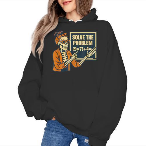 Halloween Teacher Six Seven Meme 6 7 Skeleton Spooky Costume Women's Hoodie - teacherstshirts.com UK