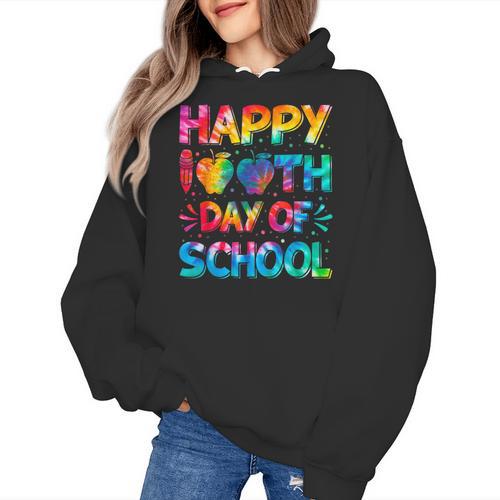 Happy 100th Day Of School Teacher Student 100 Days Tie Dye Men Women Kids Women's Hoodie - teacherstshirts.com CA
