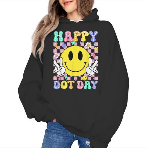 Happy Dot Day Shirts Teacher Student Girls Kids Smile Face Women's Hoodie - teacherstshirts.com DE