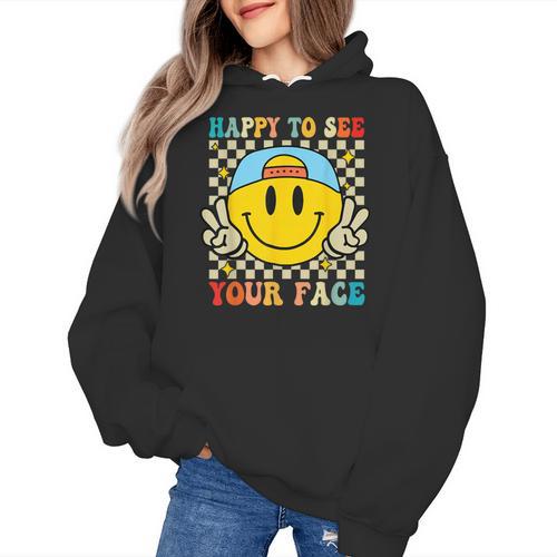 Happy To See Your Face Hippie Smile Back To School Teachers Women's Hoodie - teacherstshirts.com UK