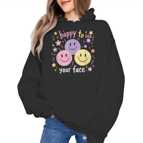 Happy To See Your Face Smile Face Teacher Back To School Women's Hoodie - teacherstshirts.com DE