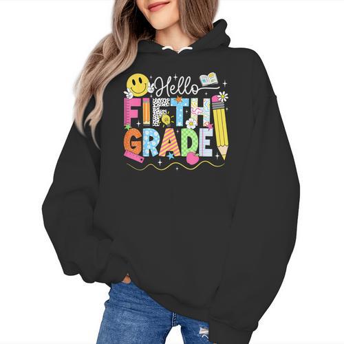 Hello Fifth Grade Team 5th Grade Back To School Teacher Kids Women's Hoodie - teacherstshirts.com AU
