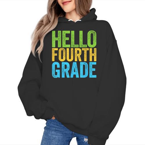 Hello Fourth Grade Shirt 4th Grade Boy Girl Student Teacher Women's Hoodie - teacherstshirts.com AU