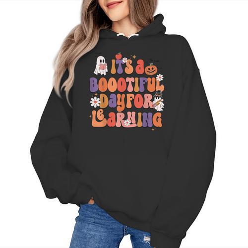 It's A Bootiful Day For Learning Cute Teacher Halloween Women's Hoodie - teacherstshirts.com