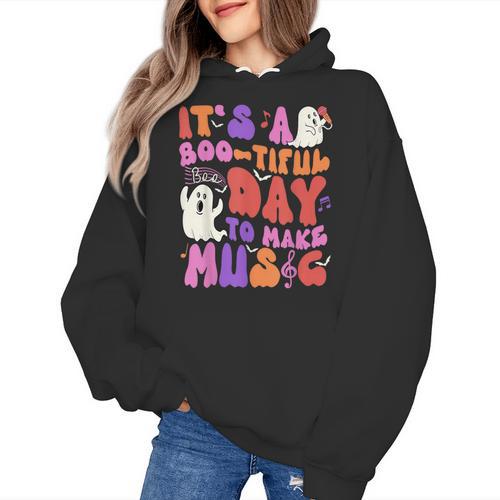 It's a Bootiful Day To Make Music Halloween Music Teacher Women's Hoodie - teacherstshirts.com CA