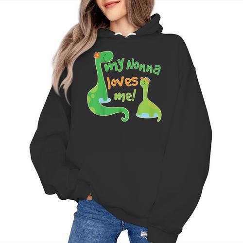Kids My Nonna Loves Me Dinosaur Grandson Women's Hoodie - Bostonterriersmerch.com