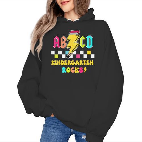 Kindergarten ABCD Rocks Teacher Student Back To School Women's Hoodie - teacherstshirts.com