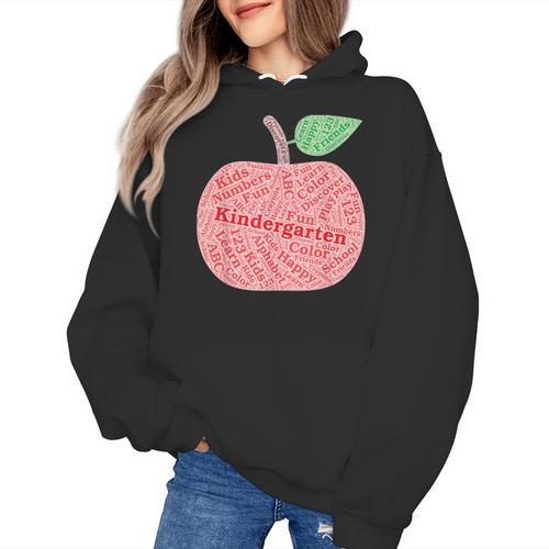 Kindergarten Apple Word Art For Teachers & Students Women's Hoodie - teacherstshirts.com CA
