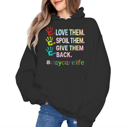 Love Daycare Provider Childcare Teacher Tie Dye Women's Hoodie - teacherstshirts.com AU