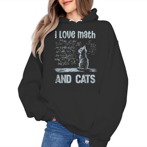 I Love Math And Cats Cat Lover Science Teacher Student Women's Hoodie - teacherstshirts.com CA