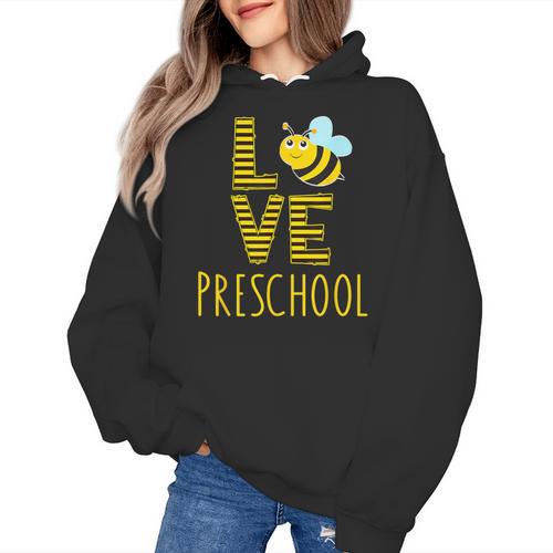 Love Preschool Back To School Yellow Bee Preschool Teacher For Men Women Girls Kids Women's Hoodie - teacherstshirts.com AU