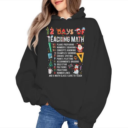 Math Teacher Christmas 12 Days Of Teaching Math Christmas Women's Hoodie - teacherstshirts.com DE