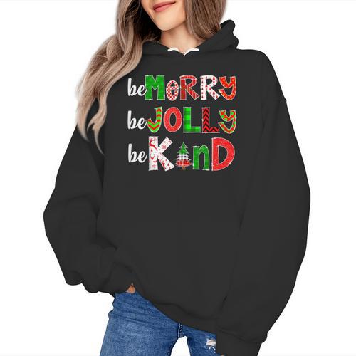 Be Merry Be Jolly Be Kind Merry Christmas Teacher Xmas Pjs Women's Hoodie - teacherstshirts.com AU