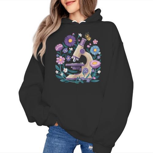 Microscope Flower Butterfly Biology Science Teacher Student Women's Hoodie - teacherstshirts.com AU