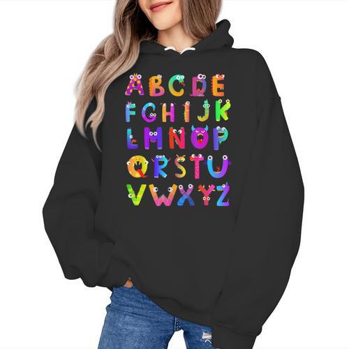 Monster ABC Cute Alphabet Halloween Teacher Costume Kids Women's Hoodie - teacherstshirts.com DE