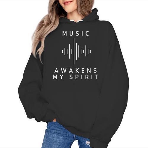 Music Awakens My Spirit Inspiring Musician Teacher Quote Women's Hoodie - teacherstshirts.com UK