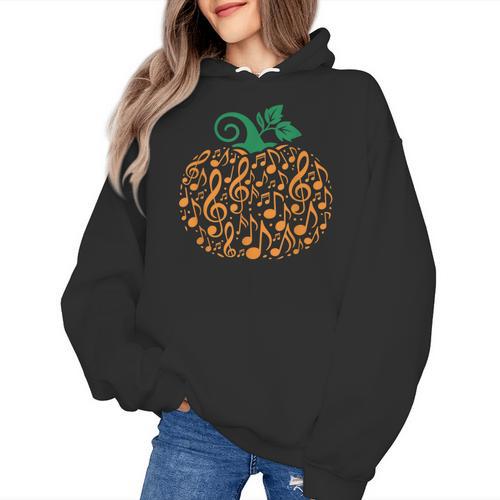 Music Notes Pumpkin Music Teacher Halloween Women's Hoodie - teacherstshirts.com AU