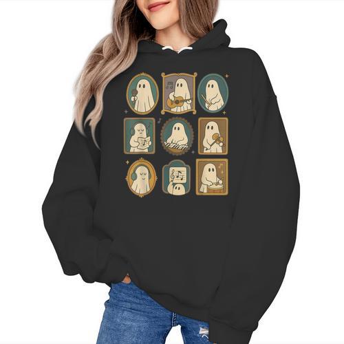 Music Teacher Orchestra Spooky Halloween Ghost Band Women's Hoodie - teacherstshirts.com UK