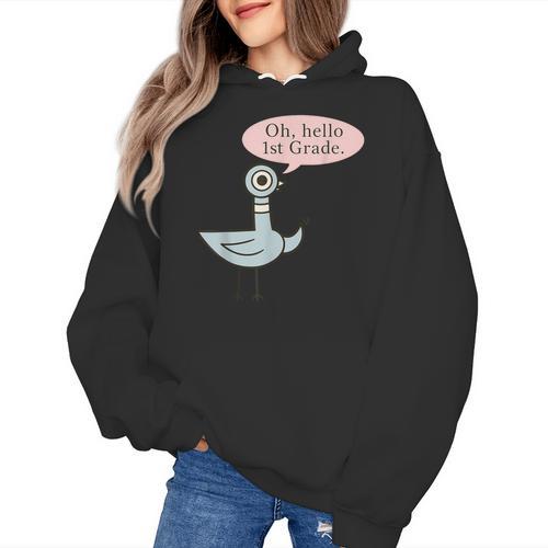 Oh Hello First Graders Cute Pigeon 1st Grade Teacher Women's Hoodie - teacherstshirts.com DE