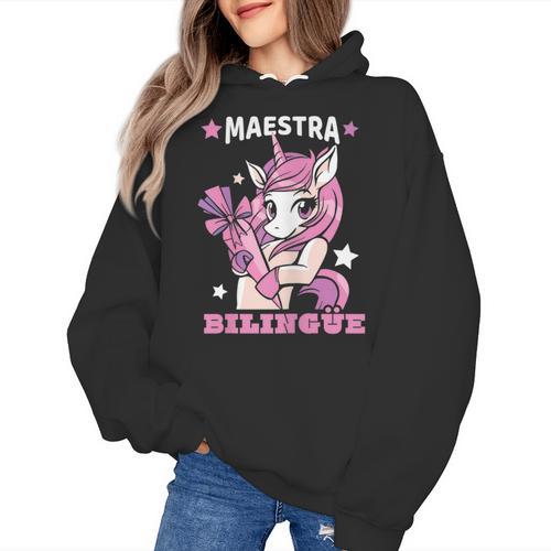 Pink Unicorn Spanish Teacher Regalos Para Bilingue Teacher Women's Hoodie - teacherstshirts.com DE
