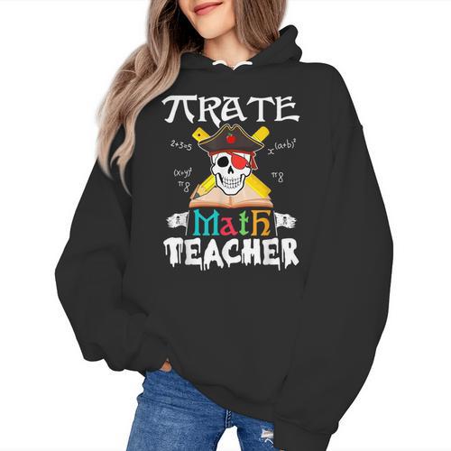 Pirate Math Teacher Skull Pirate Halloween Costume Women's Hoodie - teacherstshirts.com CA