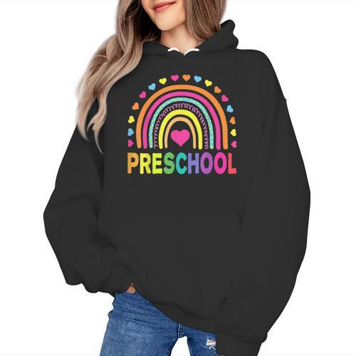 Preschool Rainbow Girls Boys Kids Teacher Back To School Women's Hoodie - teacherstshirts.com AU