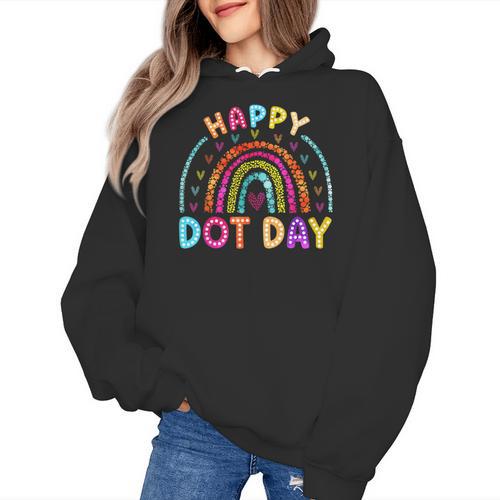 Rainbow Happy Dot Day Shirts Teacher Kids September 15th Women's Hoodie - teacherstshirts.com AU