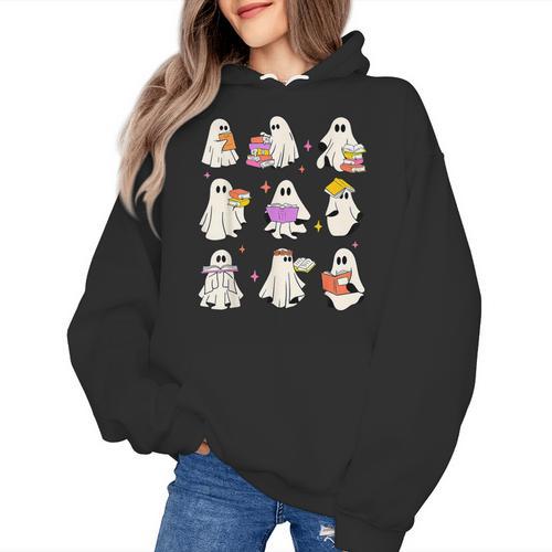 Read More Books Spooky Teacher Halloween Ghost Reading Book Women's Hoodie - teacherstshirts.com AU