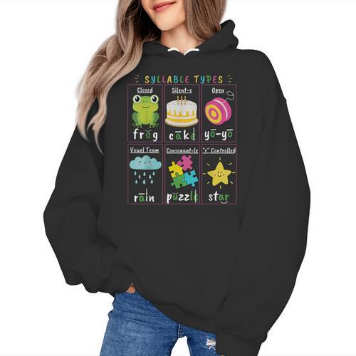 Reading Teacher Syllable Types Phonics Phonemic Awareness Women's Hoodie - teacherstshirts.com AU