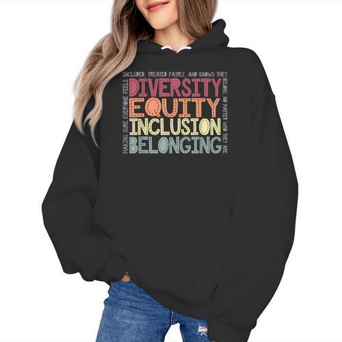 Retro Diversity Equity Inclusion Belonging DEIB Teacher Women's Hoodie - teacherstshirts.com UK