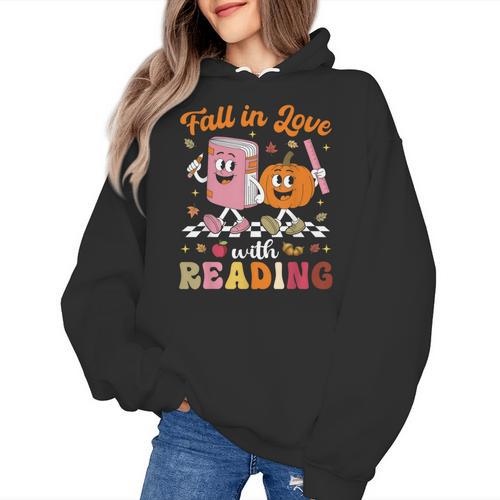 Retro Fall In Love With Learning Pumpkin Autumn Teacher Women's Hoodie - teacherstshirts.com AU