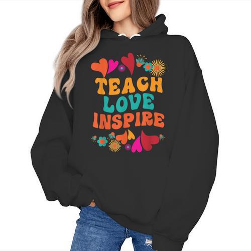 Retro Teach Love Inspire Back To School Teachers Women's Hoodie - teacherstshirts.com AU