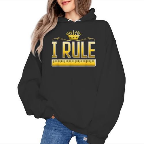 I Rule Math Ruler Mathematics Pun Math Teacher Men Women Girls Kids Women's Hoodie - teacherstshirts.com UK