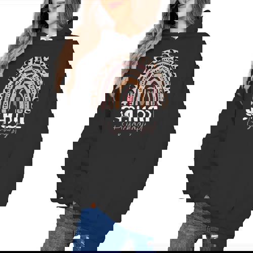 School Psych Teacher School Psychologist Leopard Rainbow Women&#x27;s Hoodie - teacherstshirts.com