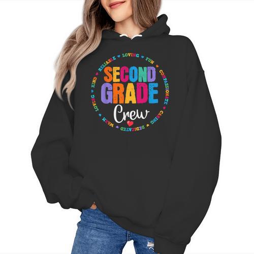 Second Grade Crew 2nd Back To School Teacher Team Squad Women's Hoodie - teacherstshirts.com UK