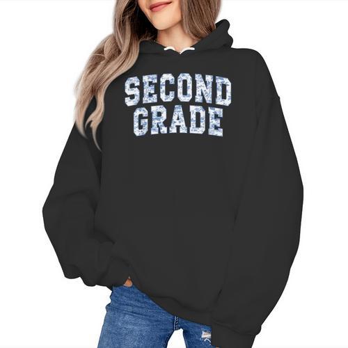 Second Grade Floral Blue Back To School 2nd Grade Teacher Women's Hoodie - teacherstshirts.com UK