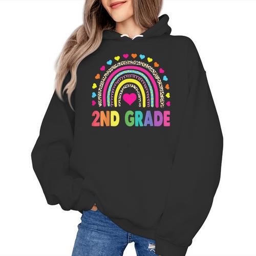 Second Grade Rainbow Girls Boys Teacher Team 2nd Grade Squad Women's Hoodie - teacherstshirts.com AU