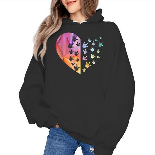 Sign Language Heart ASL For Deaf Teacher Women's Hoodie - teacherstshirts.com AU