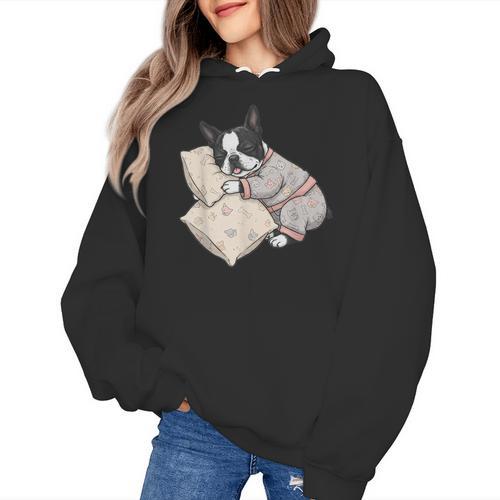 Sleepy Boston Terrier Pajama Men Women Kids Women's Hoodie - Bostonterriersmerch.com