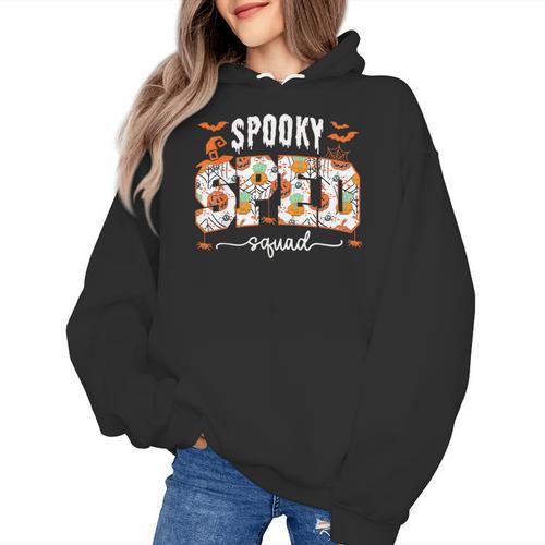 Spooky SPED Squad Special Education Teacher Halloween Ghost Women's Hoodie - teacherstshirts.com AU