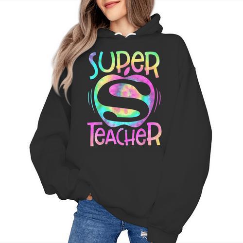 Super Teacher Back To School Apple Tie Dye First Day Women's Hoodie - teacherstshirts.com DE
