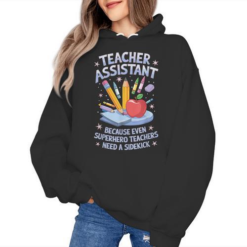 Superhero Sidekick Teaching Teach School Teacher Assistant Women's Hoodie - teacherstshirts.com