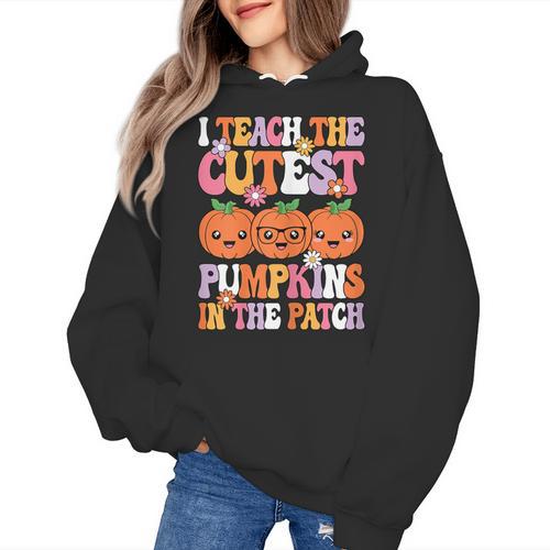 I Teach The Cutest Pumpkins Halloween Fall Teacher Women Women's Hoodie - teacherstshirts.com AU