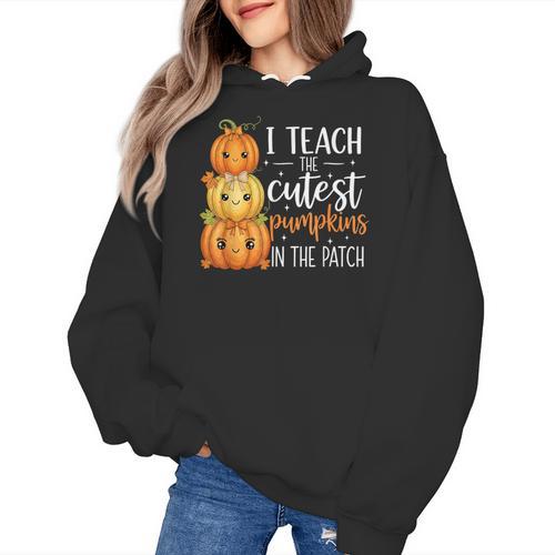 I Teach The Cutest Pumpkins In The Patch Fall Autumn Teacher Women's Hoodie - teacherstshirts.com UK