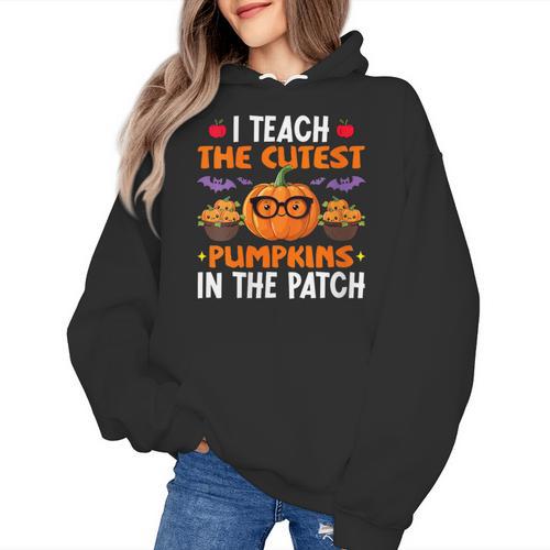 I Teach The Cutest Pumpkins In The Patch Halloween Teacher Women's Hoodie - teacherstshirts.com UK