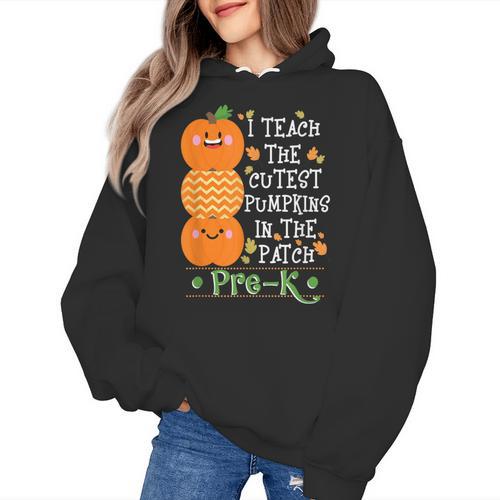 I Teach The Cutest Pumpkins In Patch Pre-K Halloween Teacher Women's Hoodie - teacherstshirts.com UK
