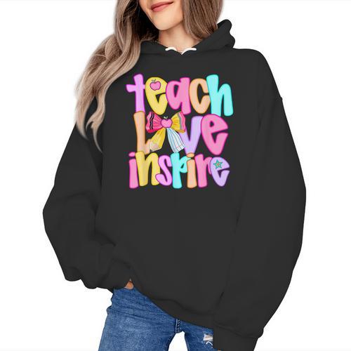 Teach Love Inspire Preppy Back To School Teacher Women Women's Hoodie - teacherstshirts.com AU