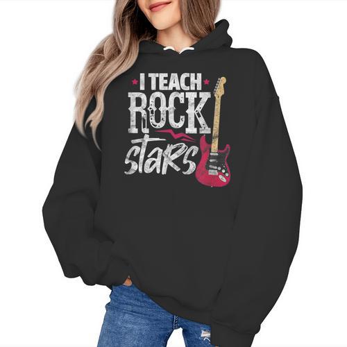 I Teach Rock Stars Music Teacher Guitar Player Women's Hoodie - teacherstshirts.com AU