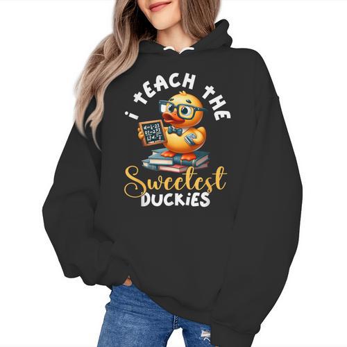 I Teach The Sweetest Duckies Teacher Rubber Duck Teaching Women's Hoodie - teacherstshirts.com CA